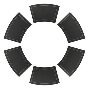 6 Set Wedge Faux Leather Heat Resistant Round Table Mats 20x12 inch Black
